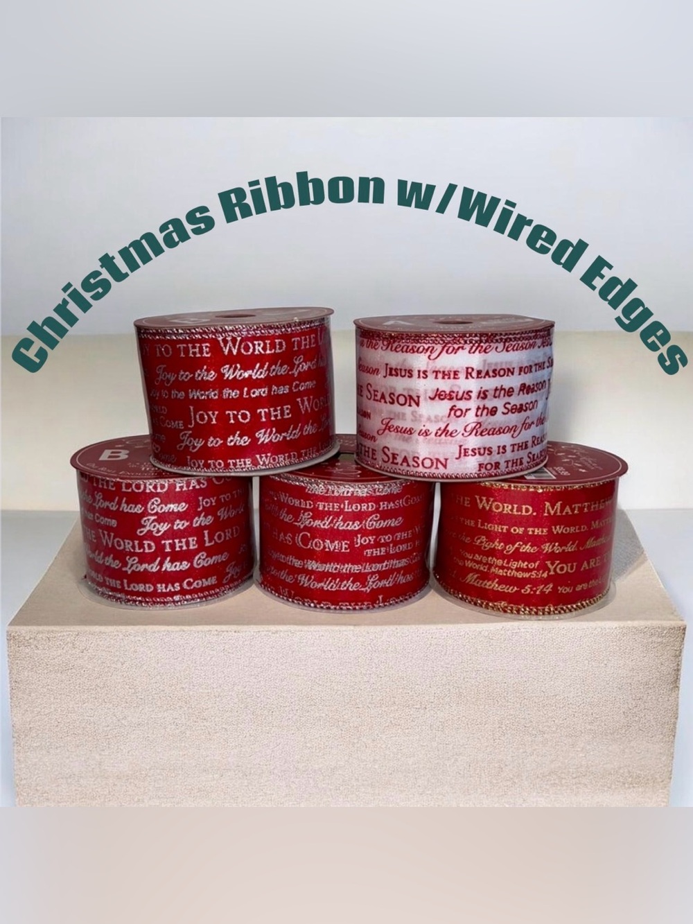 Set Of 5 Christmas Religious Holiday Ribbons NWT